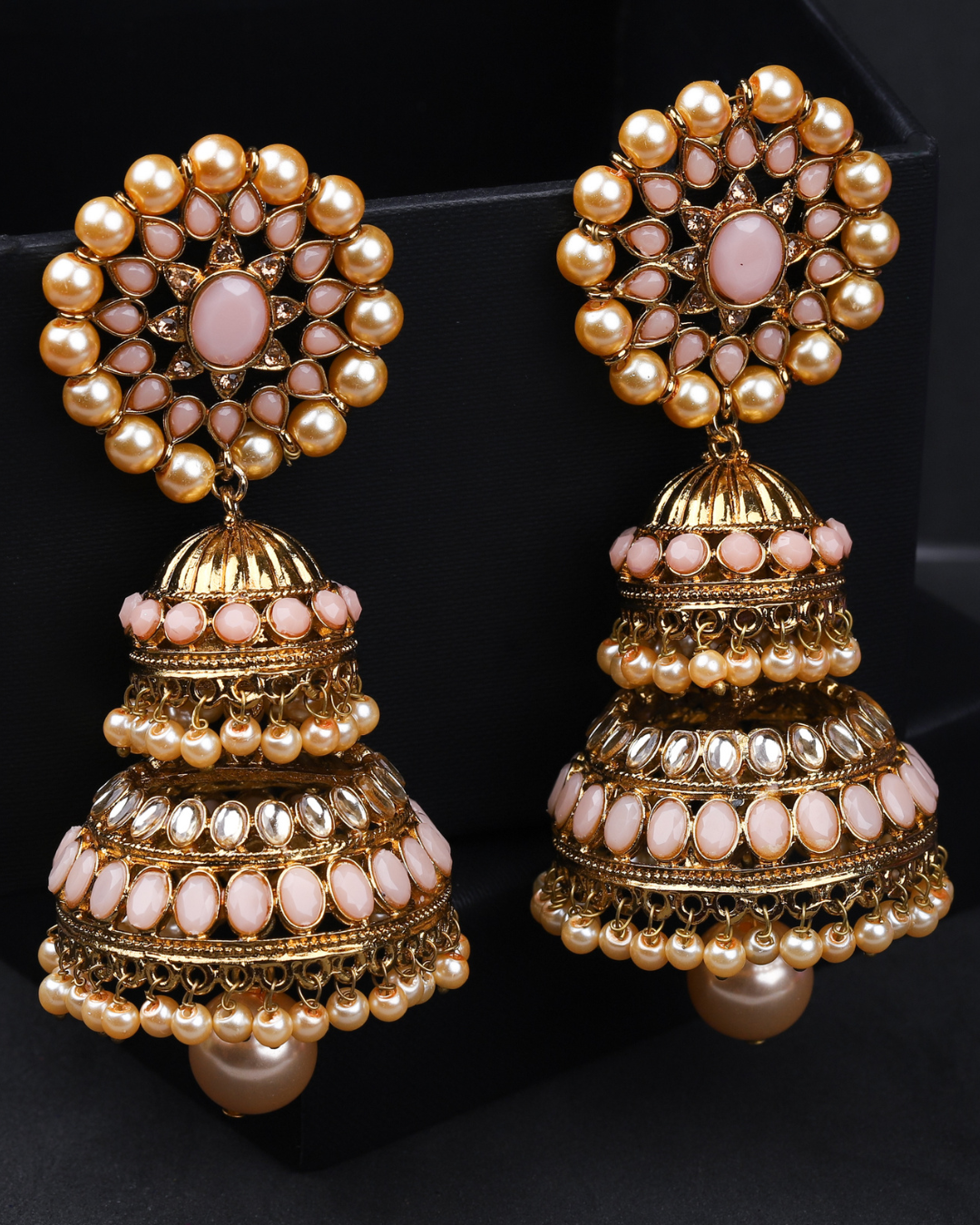 Pink Aeindri Jhumkis