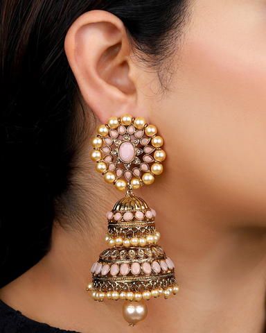 Pink Aeindri Jhumkis