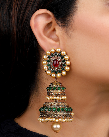 Red-Green Aeindri Jhumkis