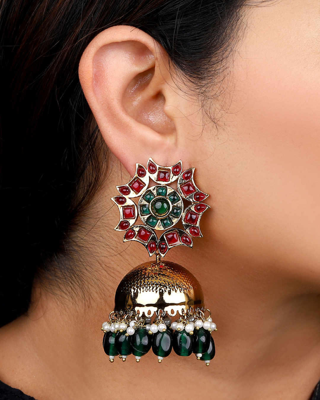 Red-Green Adya Jhumkis