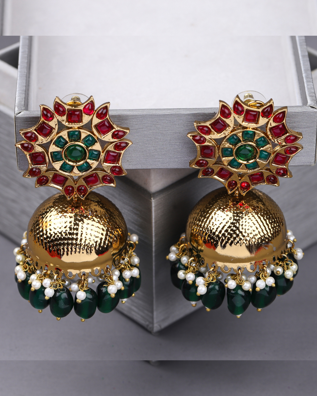 Red-Green Adya Jhumkis