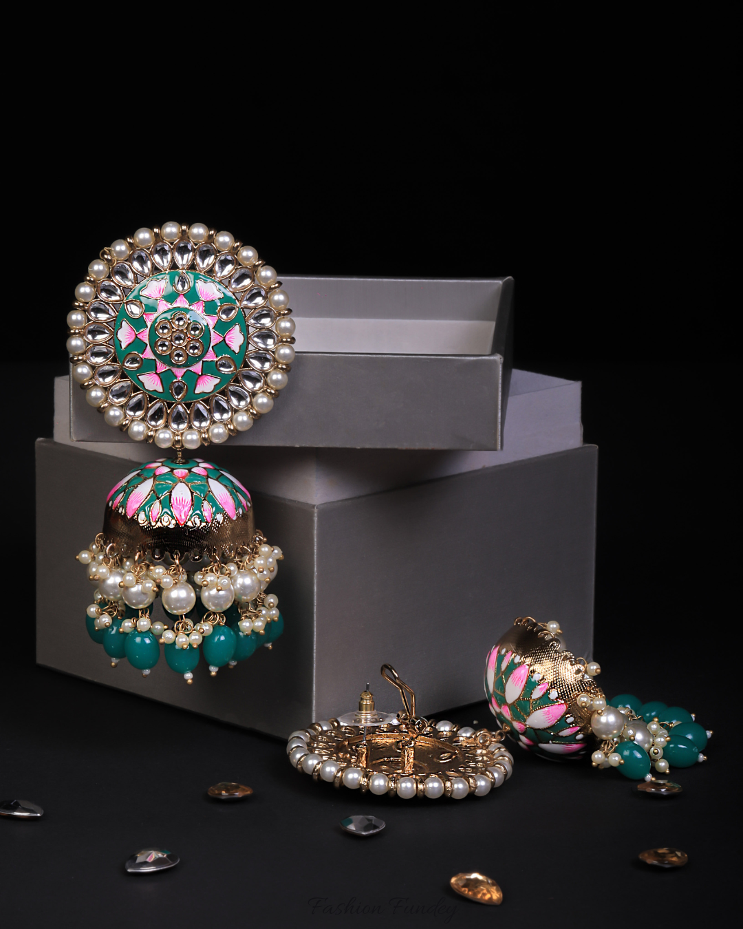 Green Rabya Jhumkis