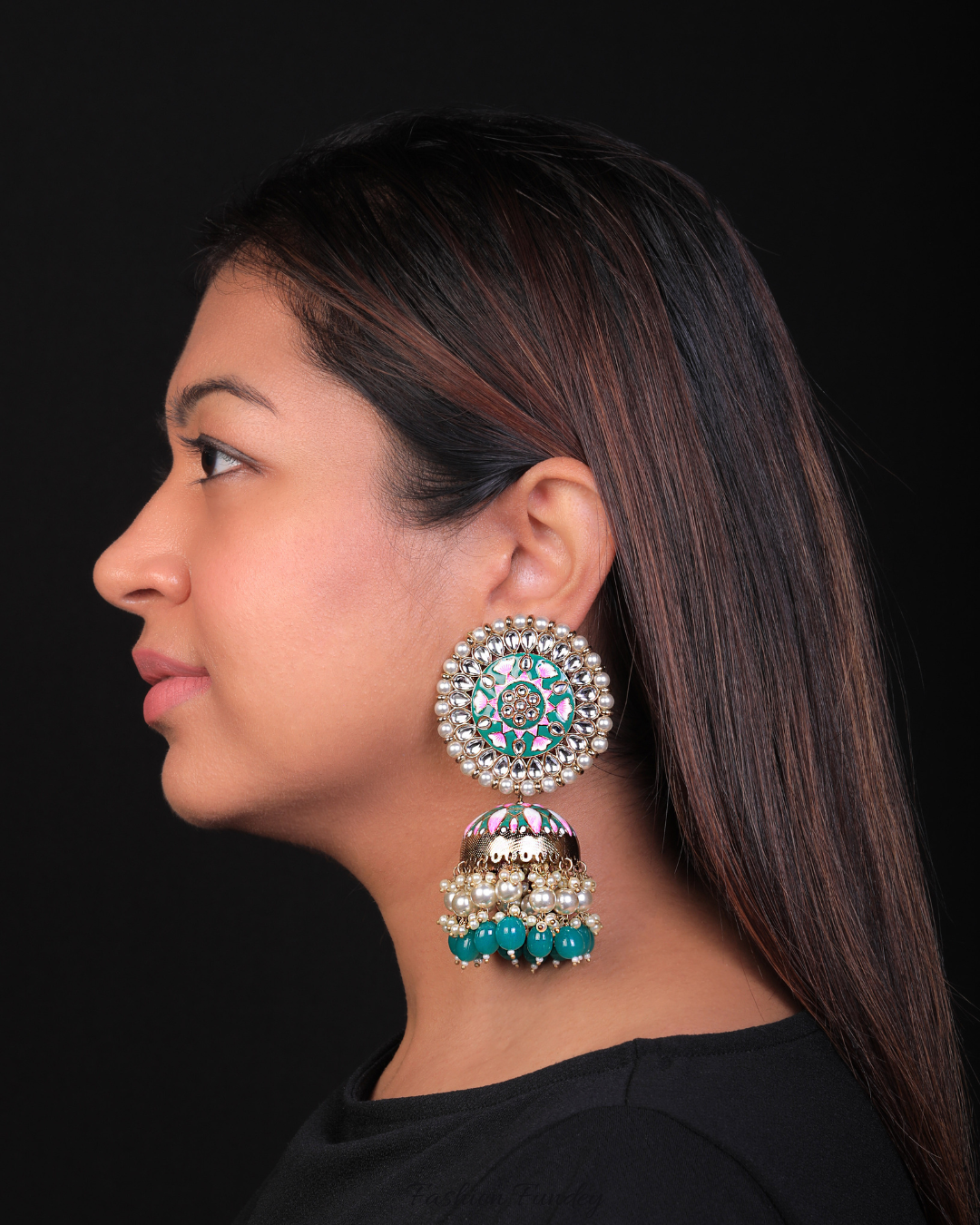 Green Rabya Jhumkis