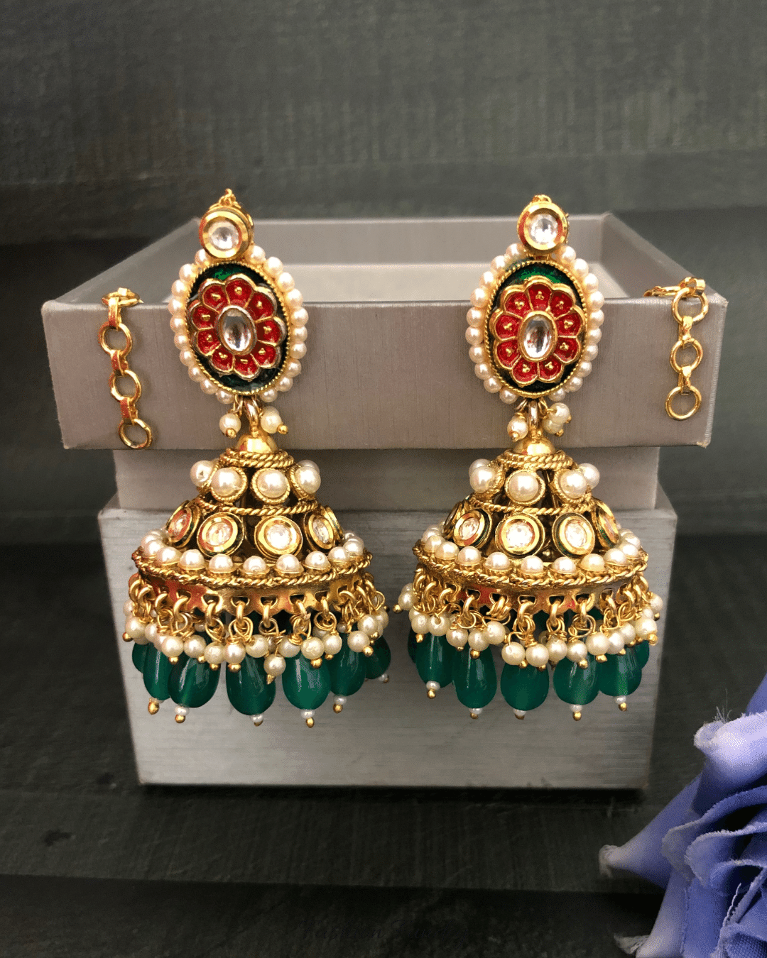 Red Green Garvi Jhumkis