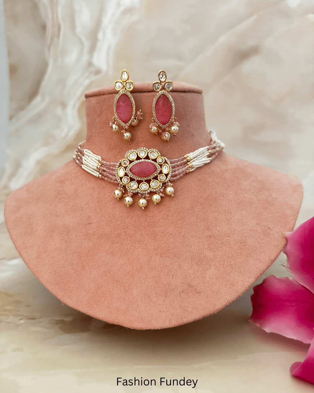 Pink Naaz AD Kundan Choker