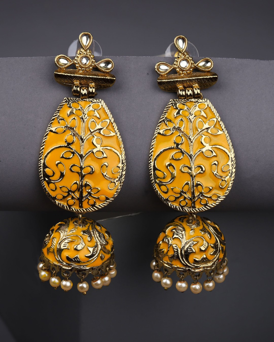 Yellow Aarna Jhumkis
