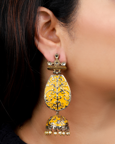 Yellow Aarna Jhumkis