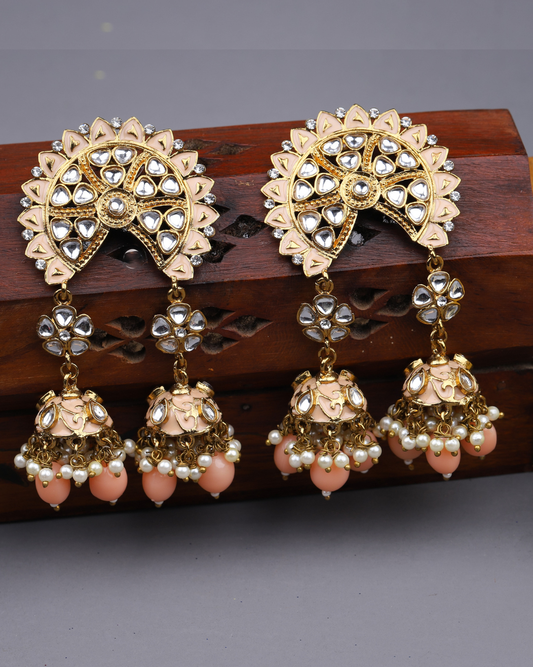 Peach Nitya Jhumkis