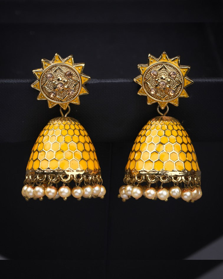 Yellow Ameya Jhumkis