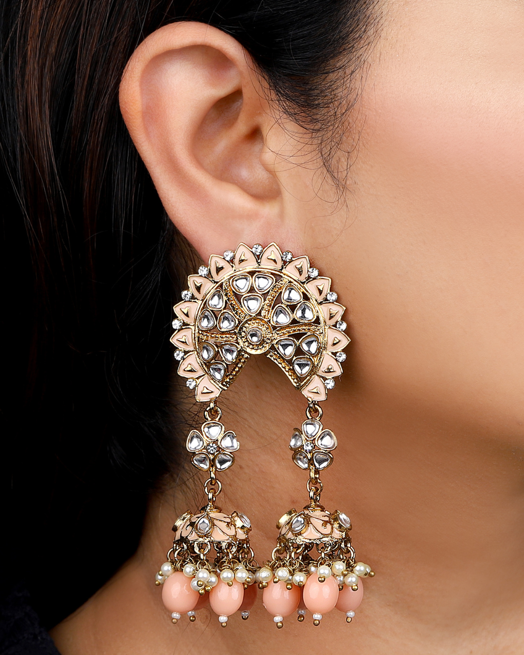 Peach Nitya Jhumkis