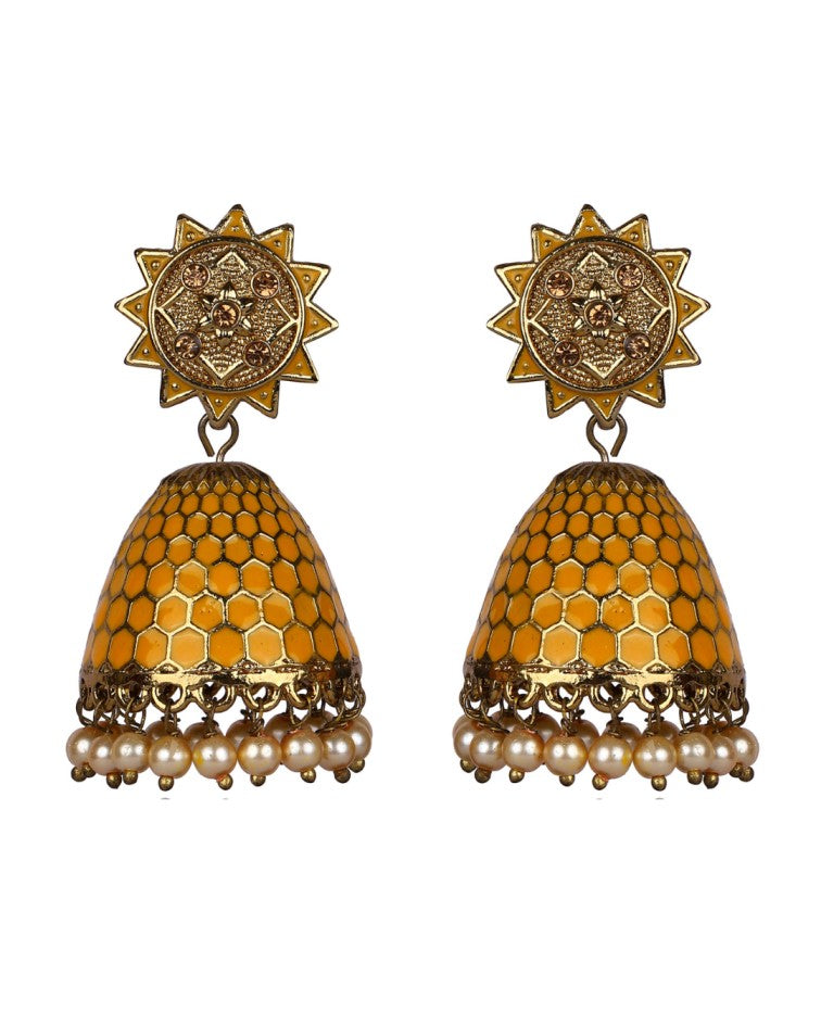 Yellow Ameya Jhumkis