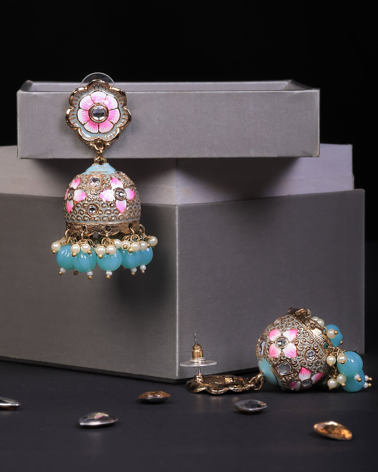 Blue Eshika Jhumkis