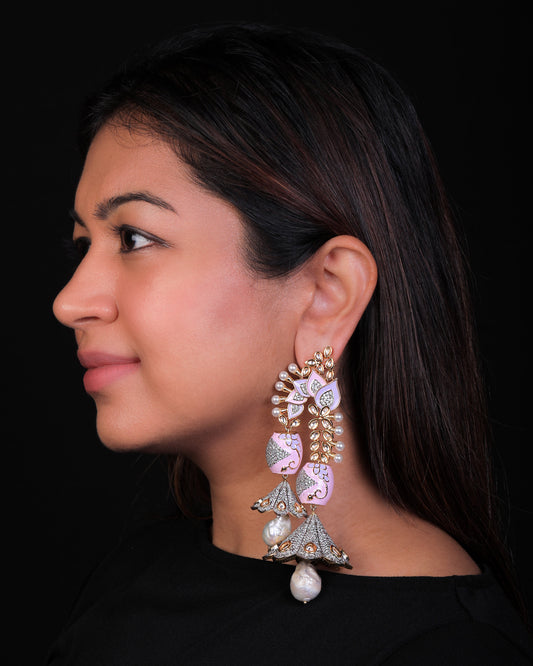 Pink Riddhi Long Earrings