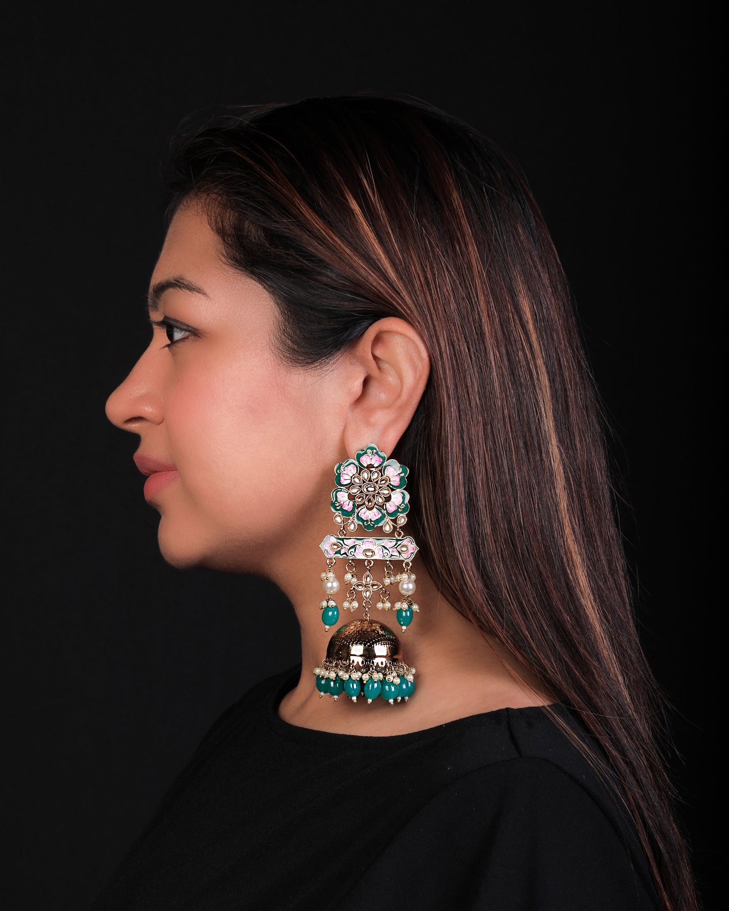 Dark Green Naveli Jhumkis