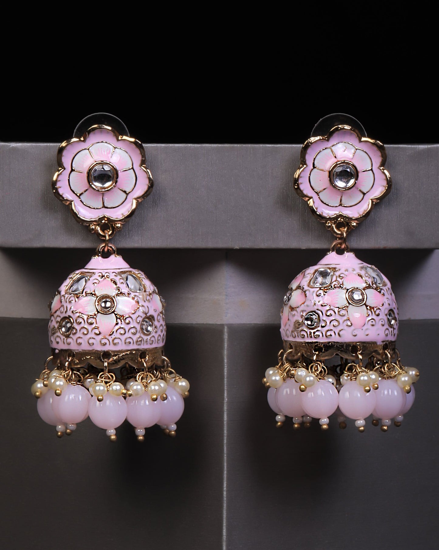 Pink Eshika Jhumkis