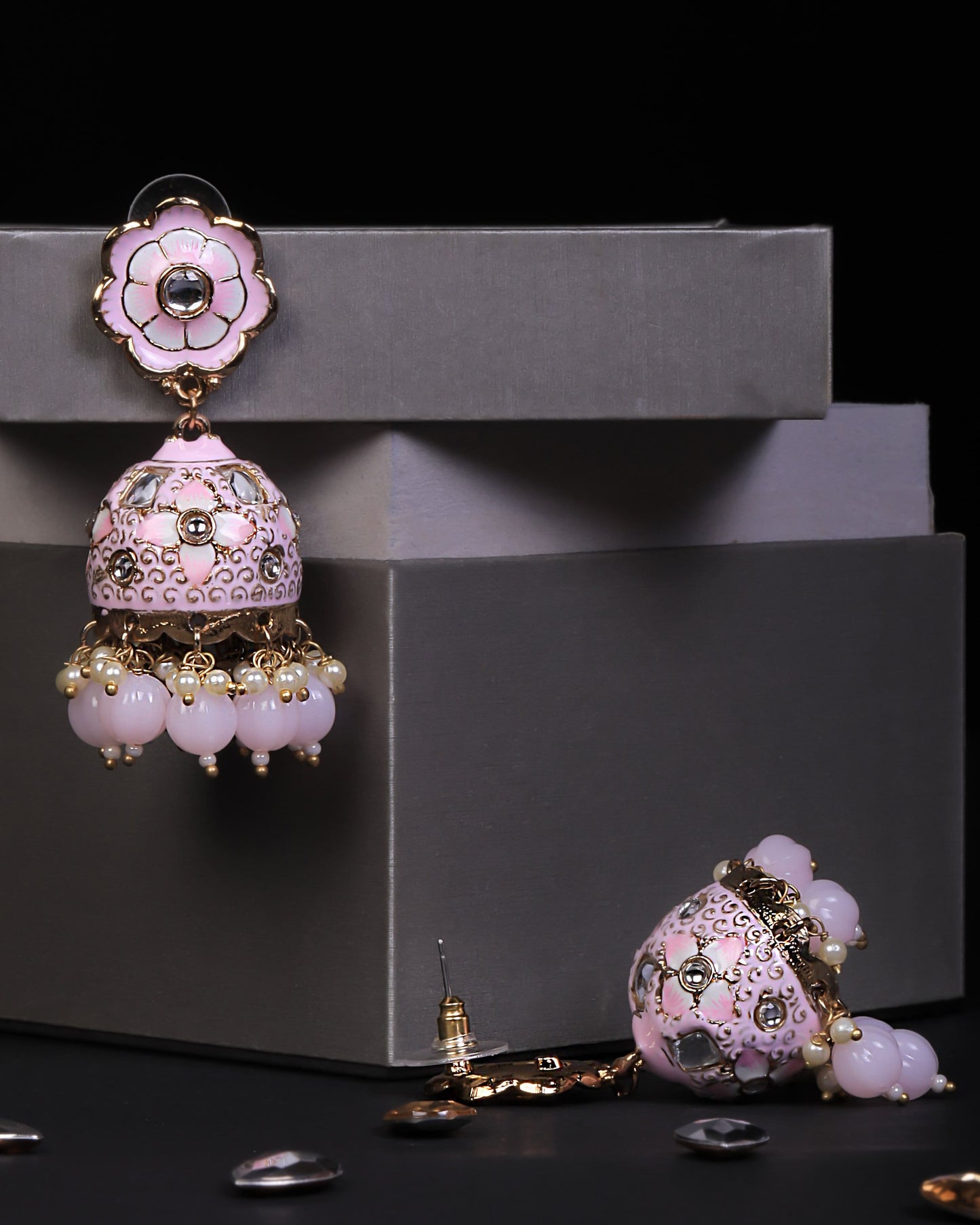 Pink Eshika Jhumkis