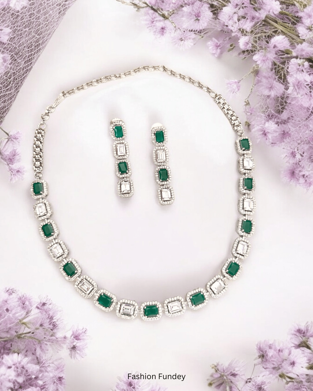 Green Princess Cut Zirconia Choker