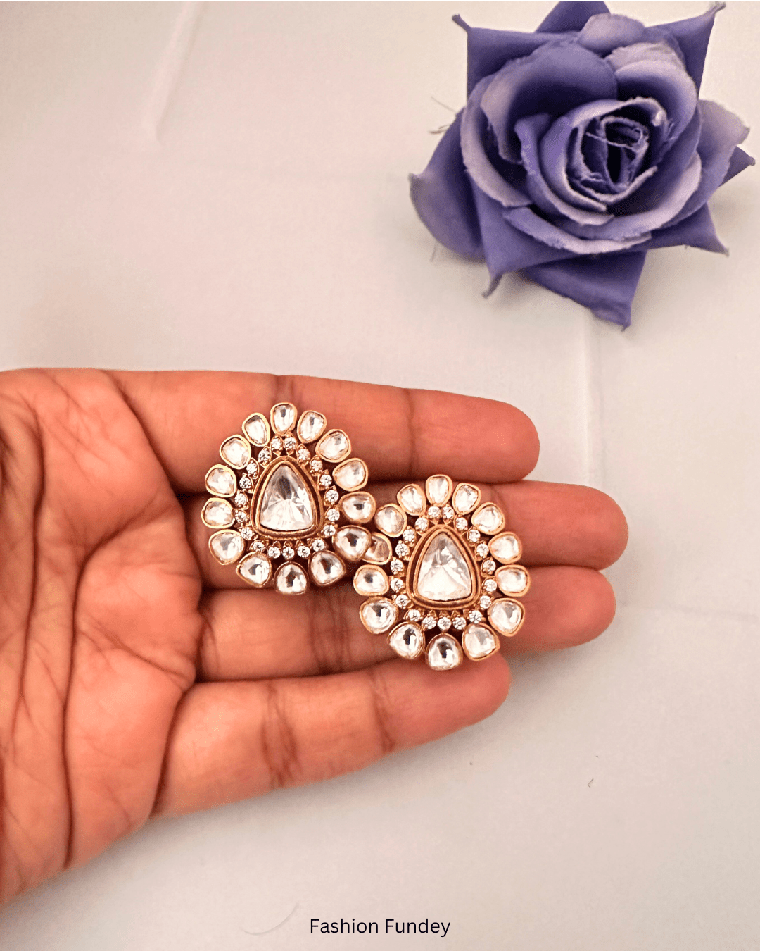 Kavya Moissanite Polki Studs