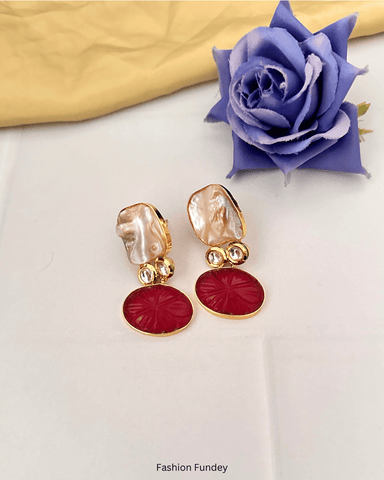 Red Noori Pearl Earrings