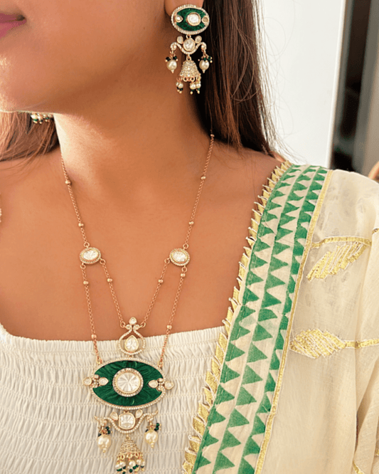 Green Ayushi Kundan Necklace