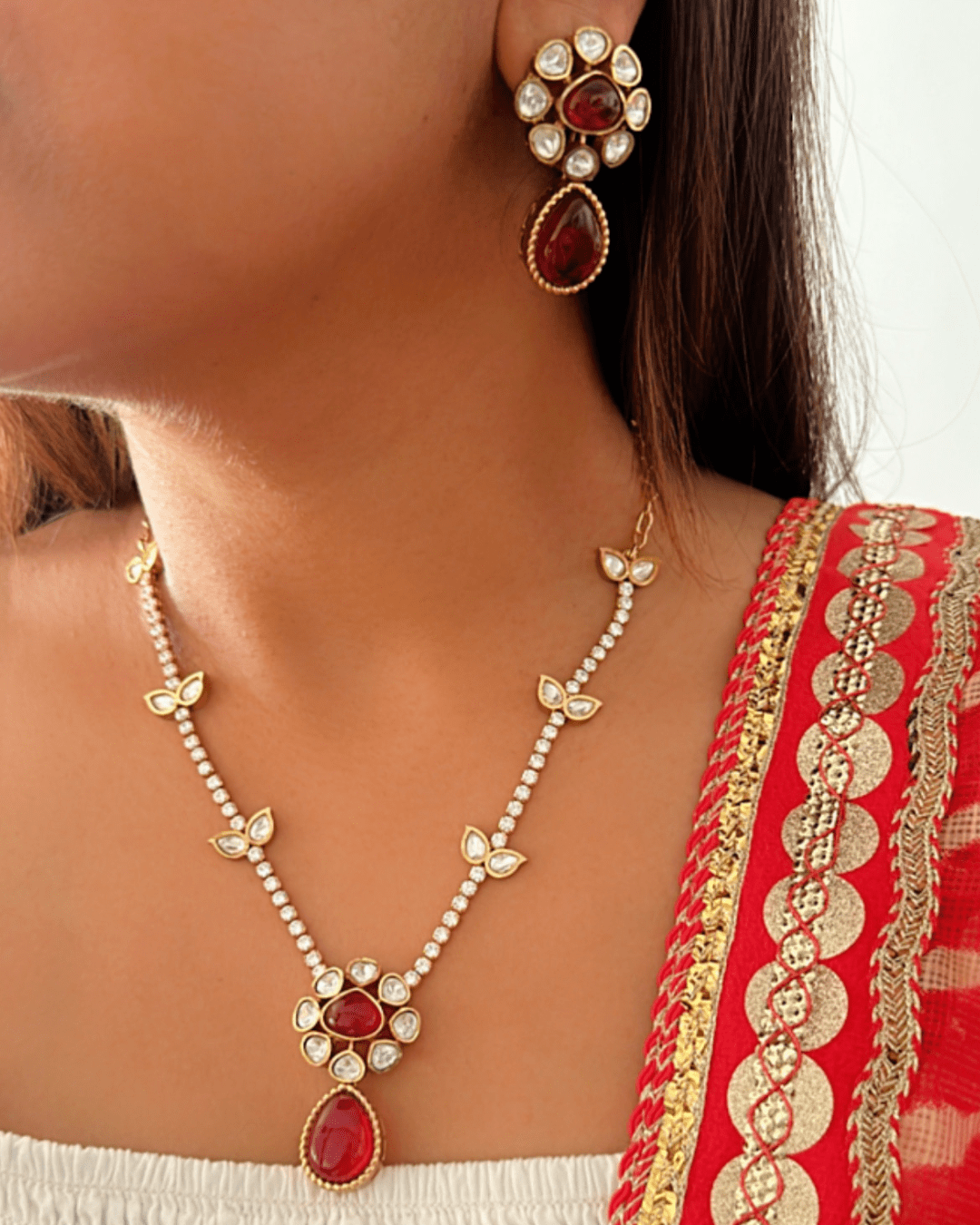 Red Nimrat Kundan Necklace