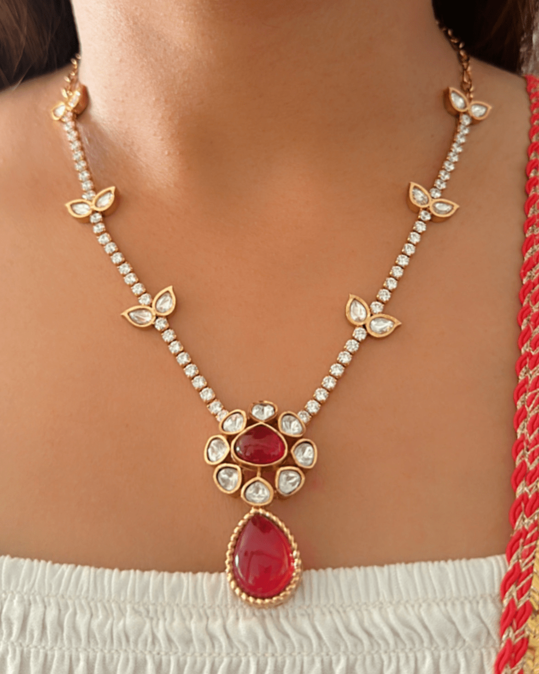 Red Nimrat Kundan Necklace