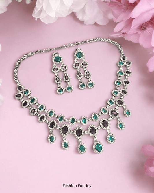 Mint Green-Purple Anshi Zirconia Necklace