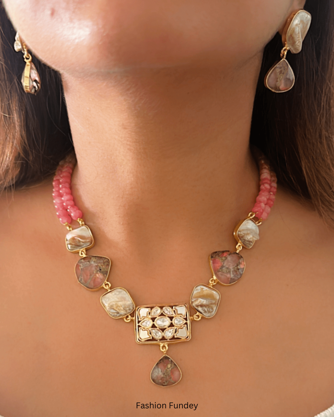 Peach Pink Shama Pearl Necklace