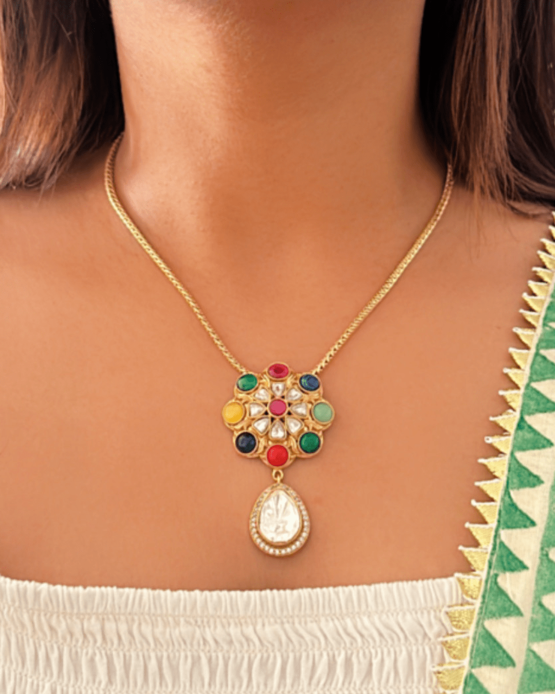 Multi Chavi Kundan Pendant