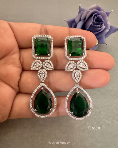 Green Luna Zirconia Danglers