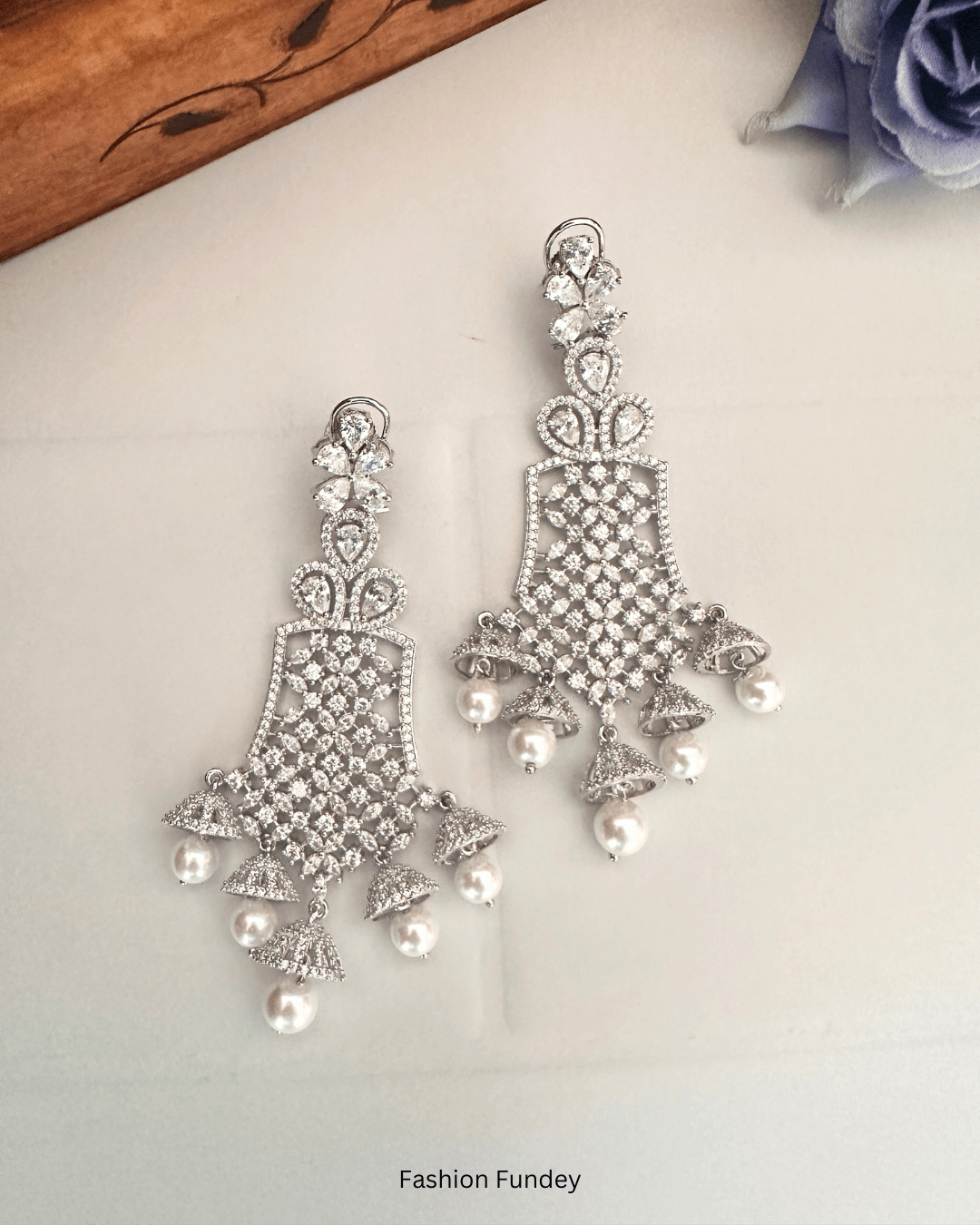 Silver Zerena Zirconia Chandbalis