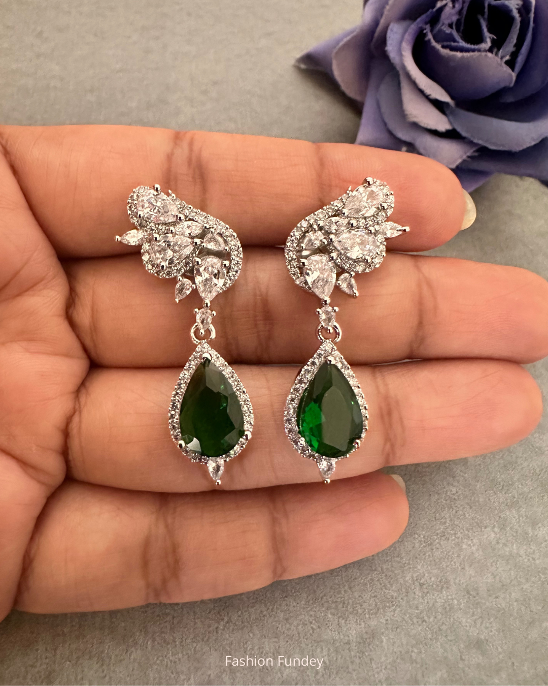 Emerald Cara Zirconia Danglers