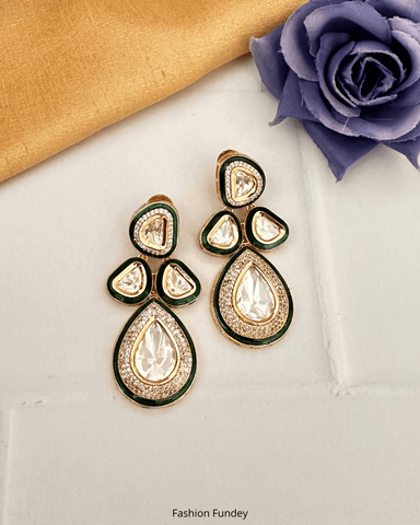 Mehboob Green Polki Earrings