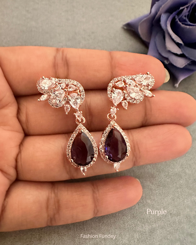 Purple Cara Zirconia Danglers