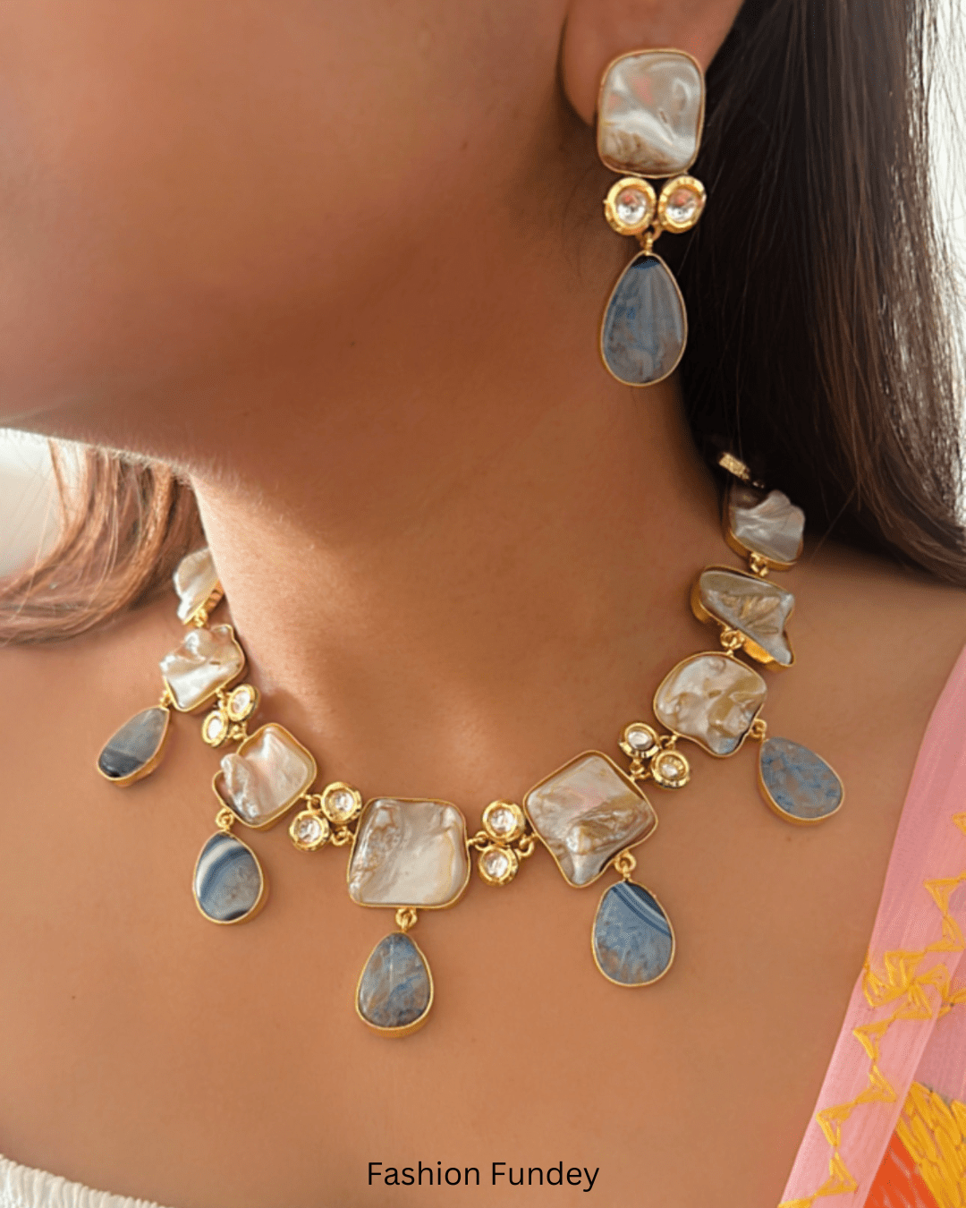 Blue Aabroo Pearl Choker