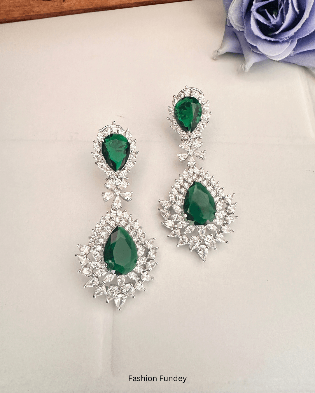 Green Cleo Zirconia Danglers