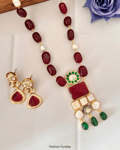 Ruby Red Green Nargis Pearl Pendant