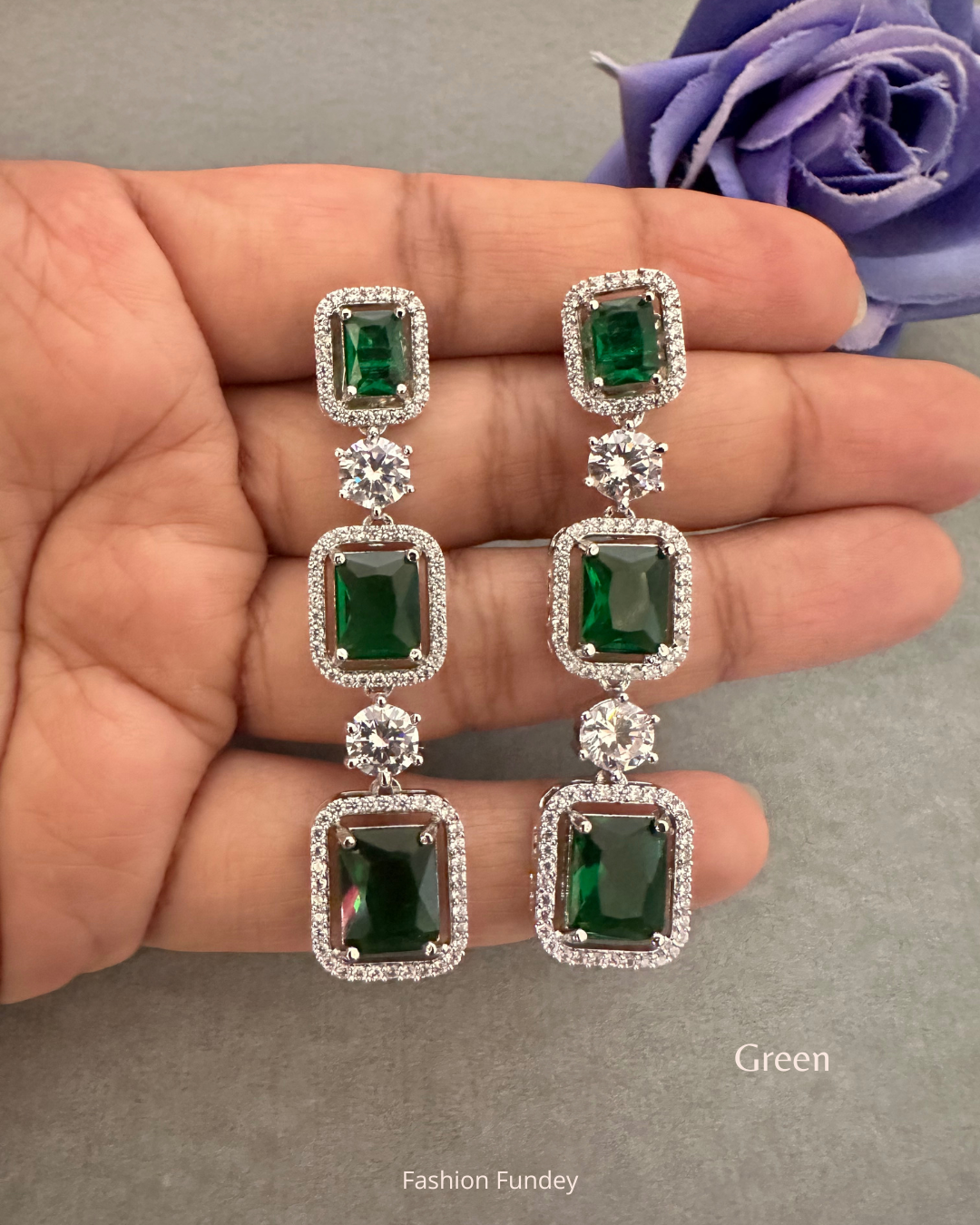 Emerald Maya Zirconia Danglers