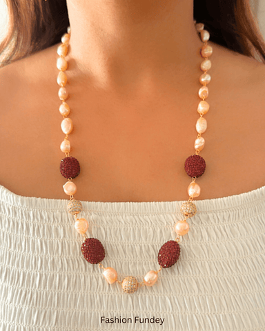 Red Samaa Fresh Water Pearl Mala