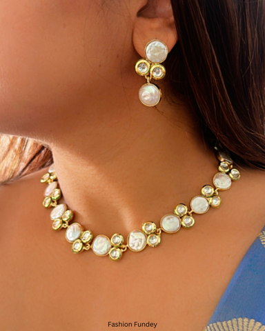 White Kunjal Baroque Pearl Choker