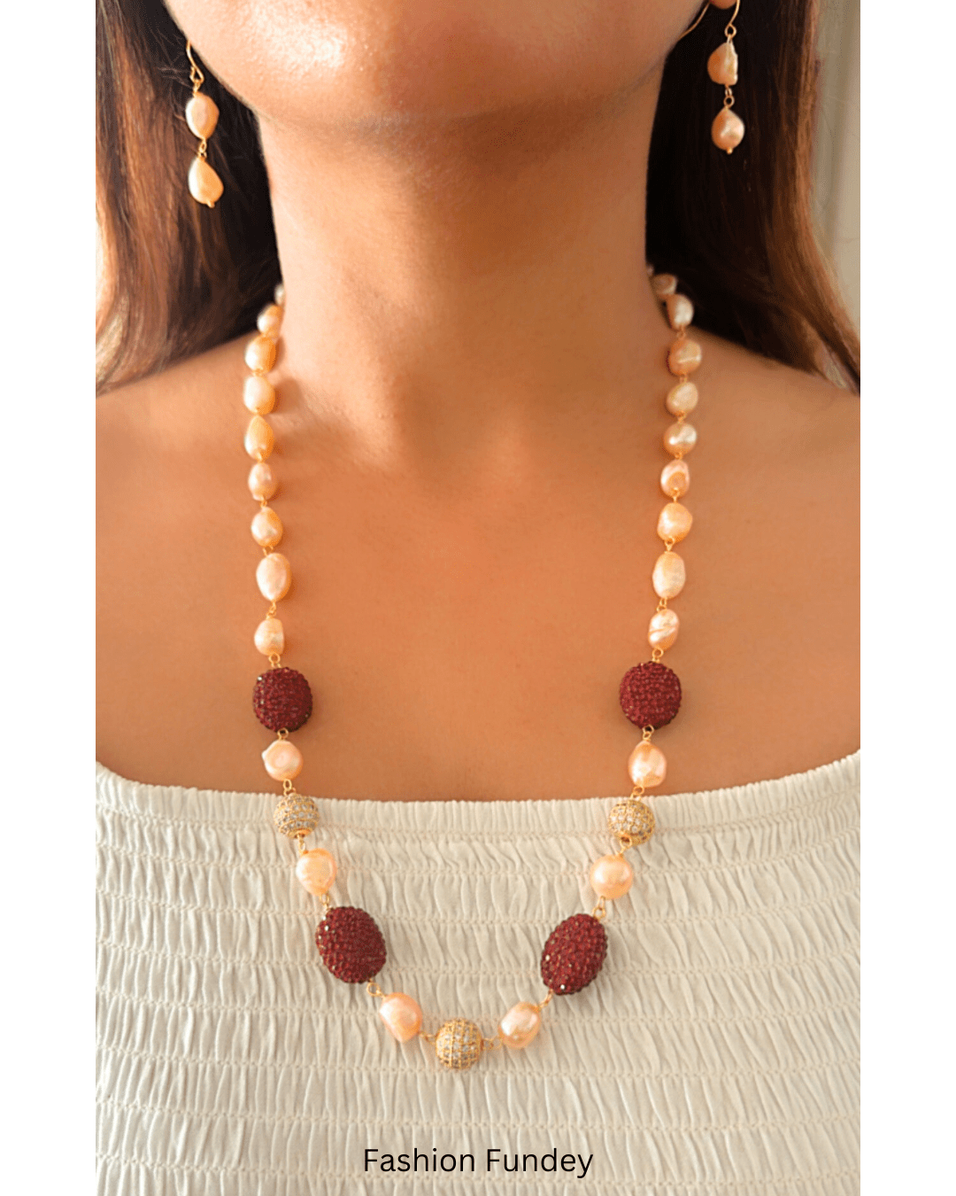 Red Samaa Fresh Water Pearl Mala