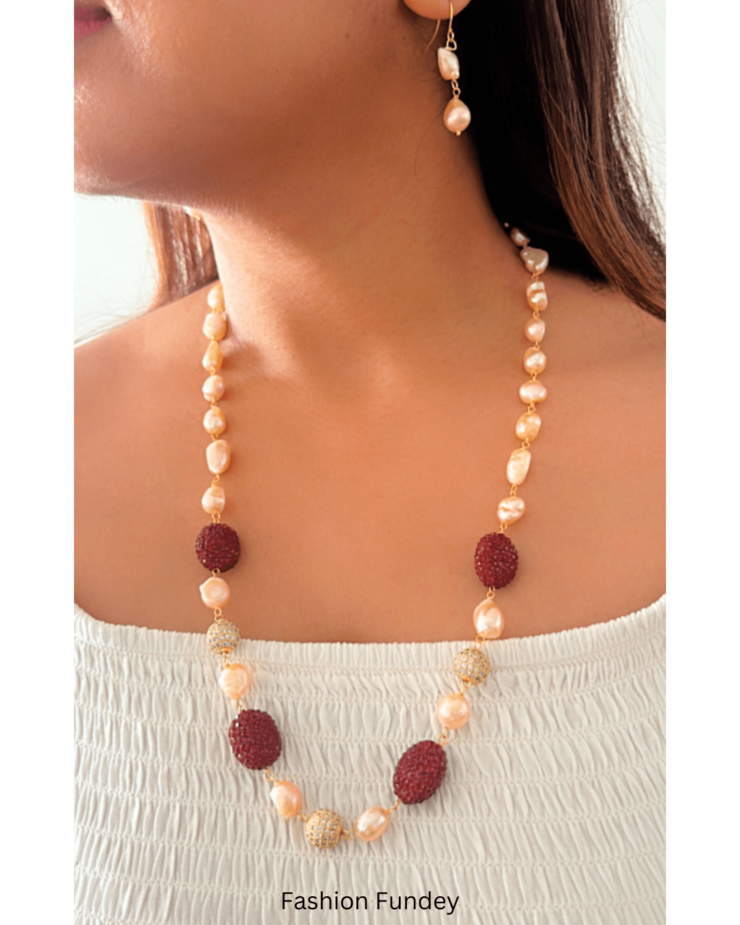 Red Samaa Fresh Water Pearl Mala