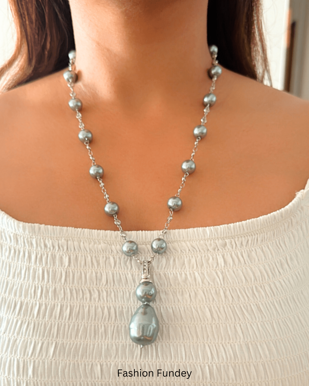 Grey Matsya Detachable Pearl Mala