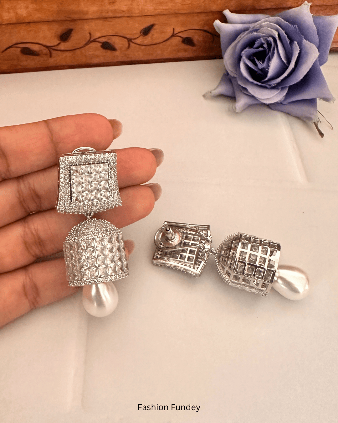 White Remi Zirconia Jhumkis