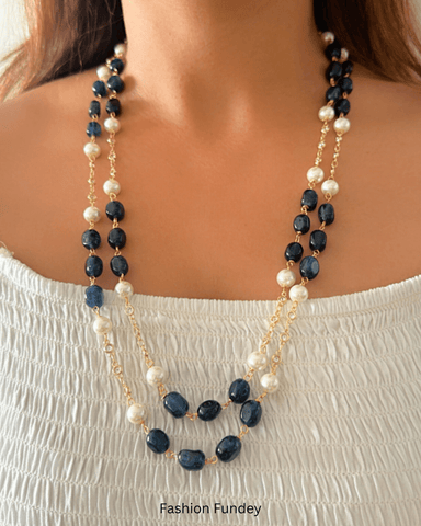 Navy Blue Raven Layered Mala