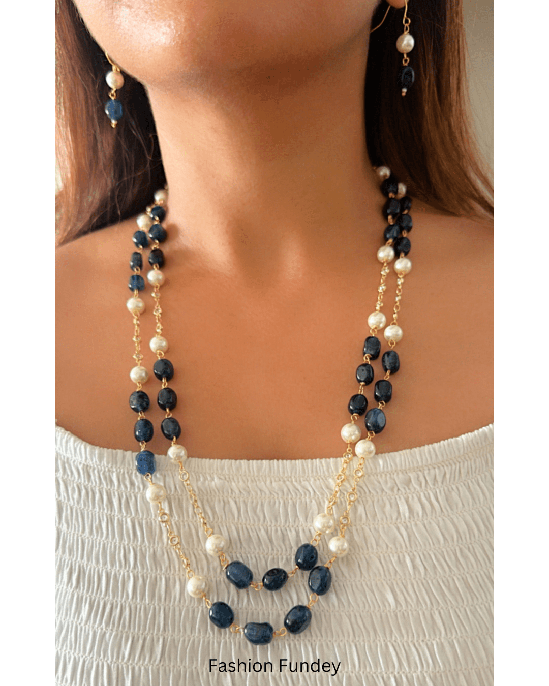 Navy Blue Raven Layered Mala