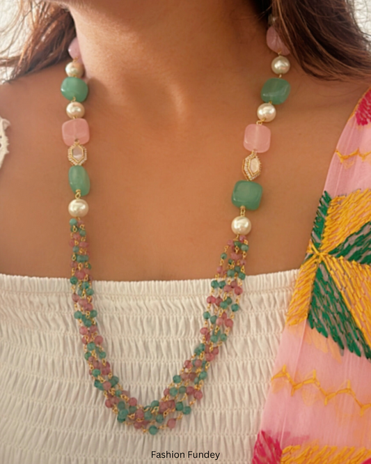 Mint Green-Pink Pahel Mala