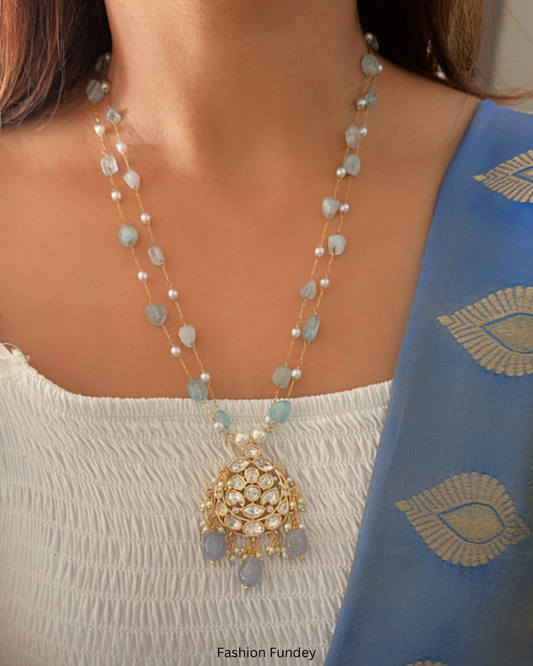 Light Blue Alaia Kundan Pendant