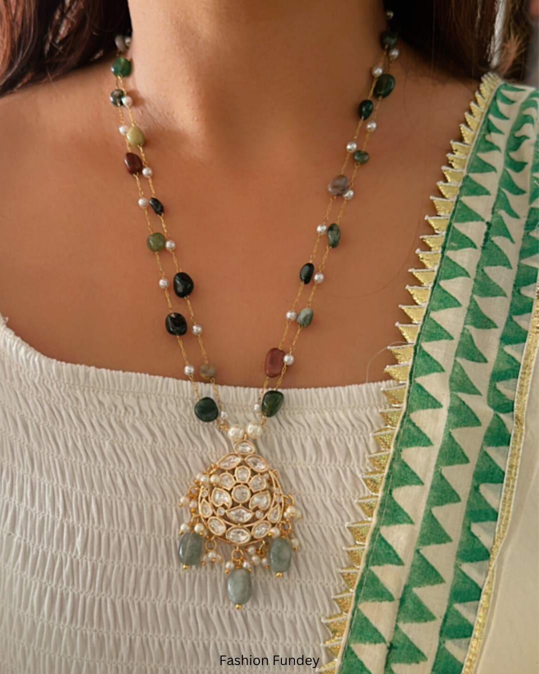 Green Alaia Kundan Pendant