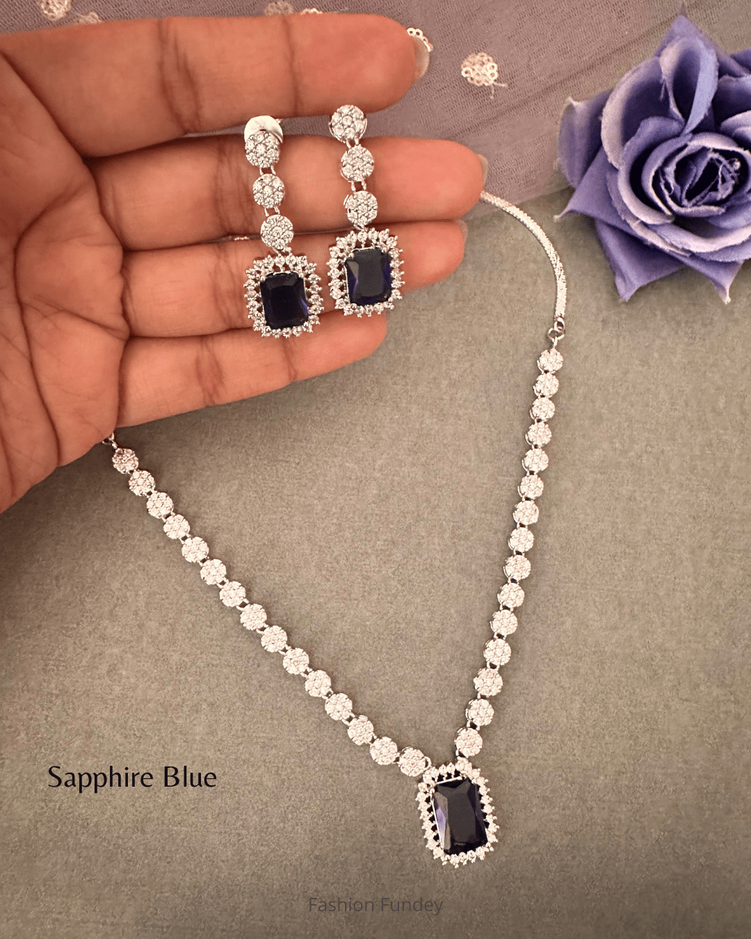 Sapphire Blue Ella Zirconia Necklace